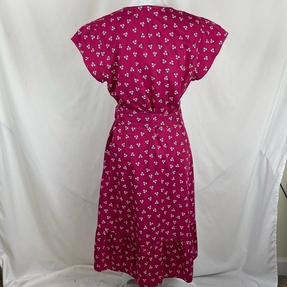 Draper James Cranberry W/White Floral Print CottageCore Boho Wrap Midi Dress NWT - Picture 4 of 13